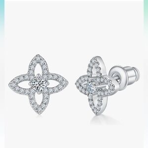 14k white gold plated flower high quality dainty luxury style Earrings